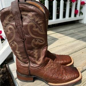 Dan Post Full Quill Ostrich sz 8 ladies square toe cowboy boots
